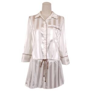 FP Intimately Pajama Set White Satin Sz Small